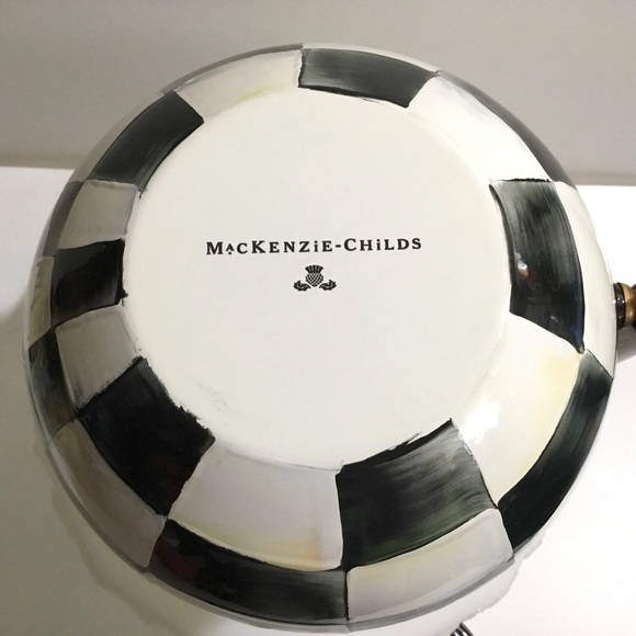 NWOT MacKenzie-Childs Courtly Check Enamelware tea coffee pot - Picture 14 of 16